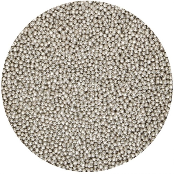 Zucker Perlen - Metallic Silber 2mm